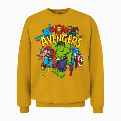 Amazon Essentials Men's Marvel Avengers Comic Heroes T-Shirt, White, Small Unisex Sweatshirt - Gold