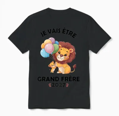 Enfant Futur Grand Frere 2027 Je Vais Etre Grand Frère Unisex T-Shirt - Black