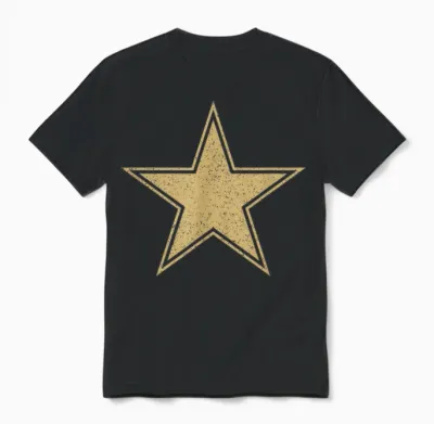 Gold Star on a T-Shirt T-Shirt, Black, S Unisex T-Shirt - Black