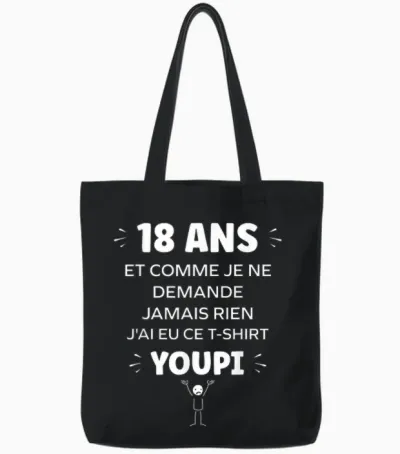 Idée Nul Humour 18 Ans Rigolo Drôle Anniversaire 18 Ans Tote Bags - Black