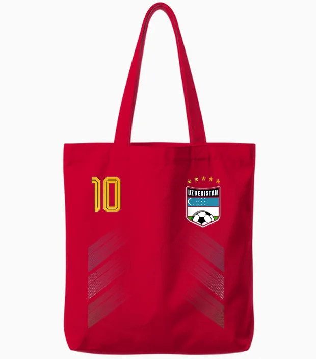 Retro Uzbekistan Flag Uzbekistani Pride Lovers Tote Bags in Red