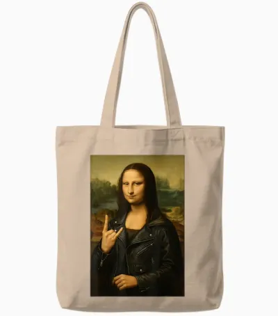 Mona Lisa Funny Rock Band Heavy Metal Art Tote Bags - Natural