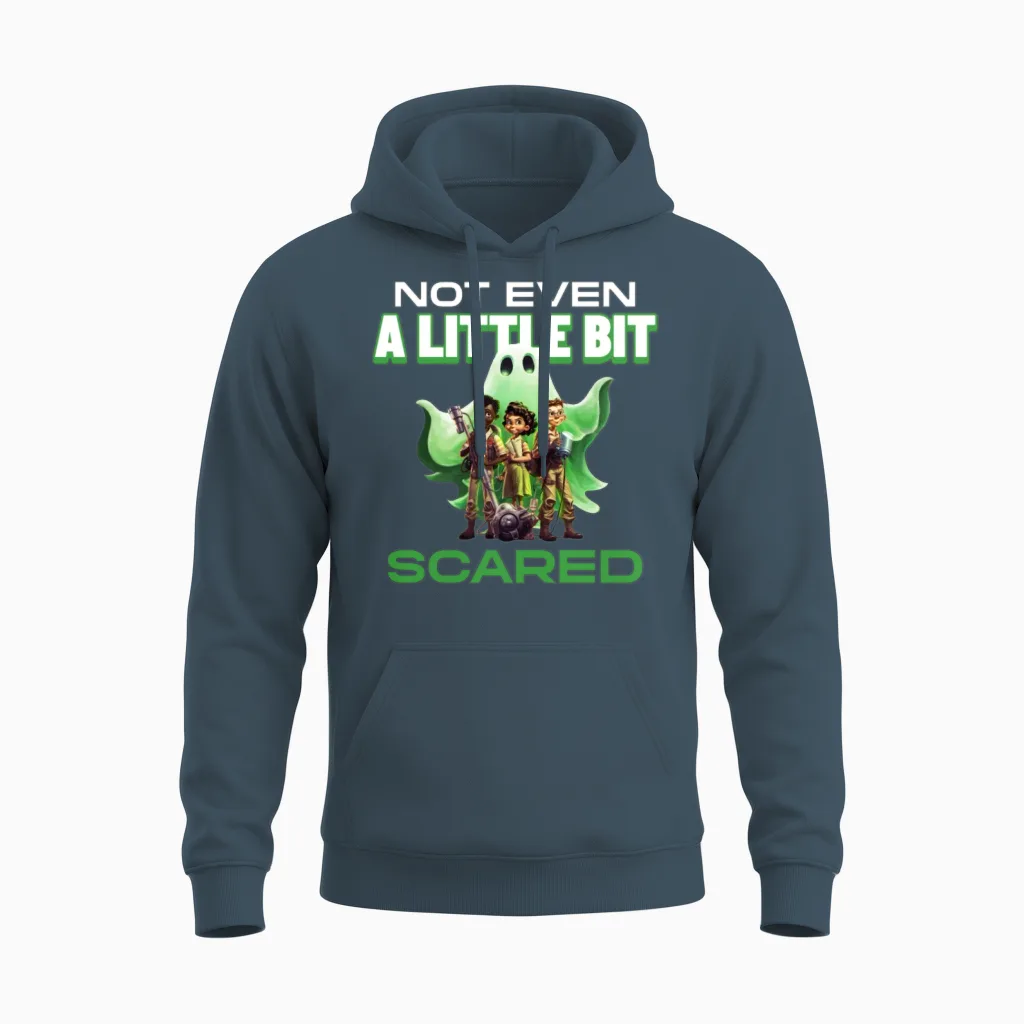 Not Even a Little Bit Scared Funny Halloween Unisex Hoodie in Dark Heather