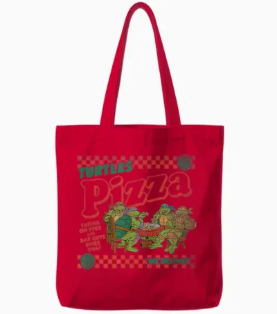 Teenage Mutant Ninja Turtles Pizza Delivery Classic Logo T-Shirt, Black Tote Bags - Red