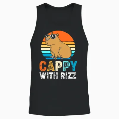 Capybara Rodent Wearing Sunglasses Unisex Tank Top - Black