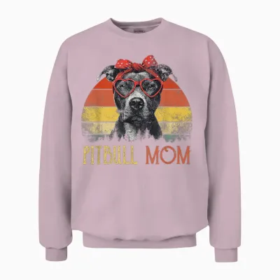 Pitbull Mom Dog Retro Vintage Design Unisex Sweatshirt - Light Pink