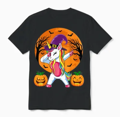 Süße Hexe Einhorn Halloween Witchy Unicorn Kürbis Mädchen Unisex T-Shirt - Black