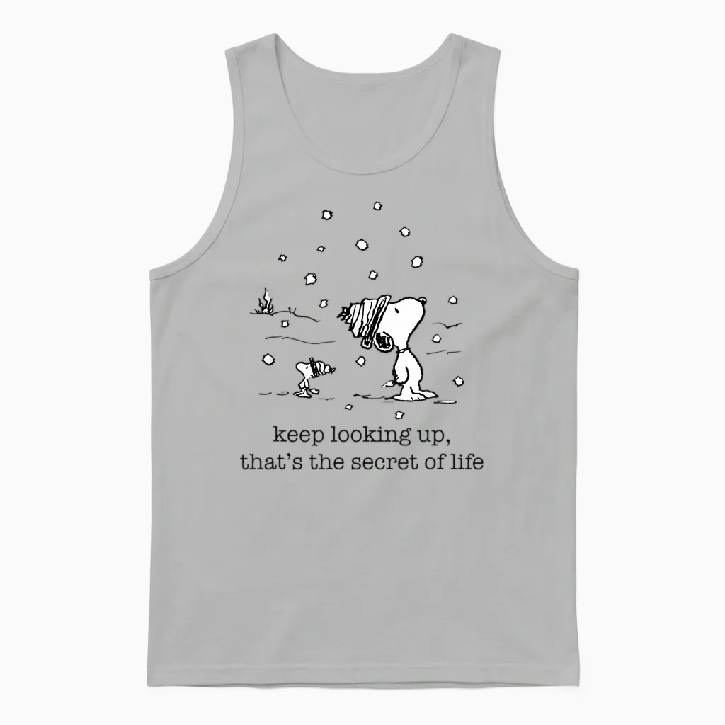 Peanuts - Snoopy and Woodstock Christmas Snowfall Unisex Tank Top in Ash