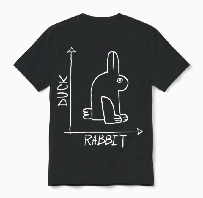 Rabbit Duck Diagram Unisex T-Shirt in Black
