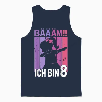 Girls' T-Shirt with German Text "tanzen Bääm Ich Bin 8 Jahre Dab" [german Unisex Tank Top - Navy
