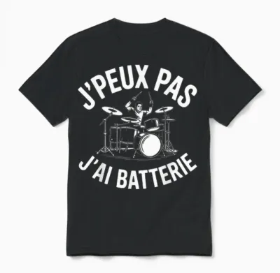 J'peux Pas J'ai Batterie Humour Gift Funny Battery Unisex T-Shirt - Black