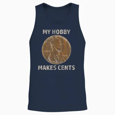 Coin Collector Hobby Gift Numismatics Collecting Makes Cents Unisex Tank Top - Navy