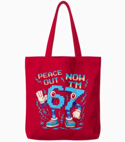 Birthday T-Shirt with German Text "ich War 6 Jetzt Bin Ich 7 Six Seven Brainrot Tote Bags - Red