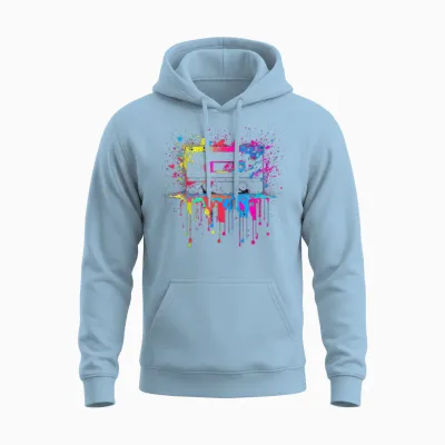 80er 90er Jahre Retro Kassette Outfits & Geschenk Damen Unisex-Erwachsene Schwarz Retro Party T-Shirt S Eu Small U-Ausschnitt Kurzarm Unisex Hoodie - Light Blue