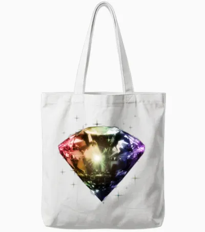 Rainbow Diamond Tote Bags - White