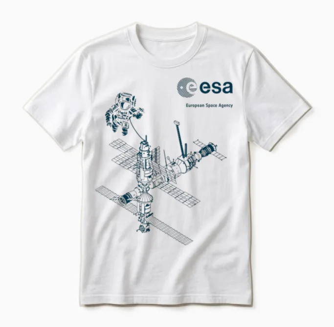 Esa Iss Internationale Raumstation Astronaut Blau Esa Iss Internationale Raumstation Astronaut Unisex T-Shirt in White