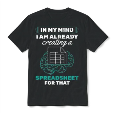 Accountant Accounting Spreadsheet Unisex T-Shirt - Black