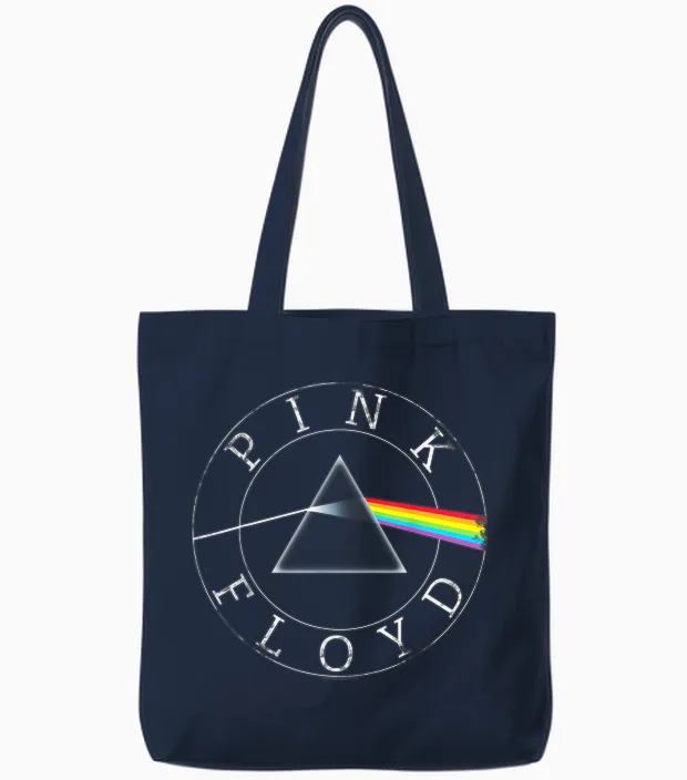 Official Pink Floyd Rock Retro Prism Circle Logo Music Tote Bags in Navy