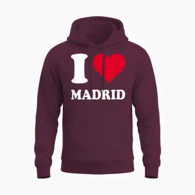 Red Heart I Love Madrid T-Shirt, Black, S Unisex Hoodie - Maroon