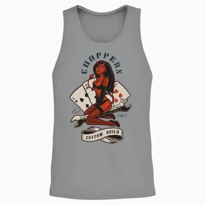 Chopper Biker Devil Pin Up Girl Unisex Tank Top - Sport Grey
