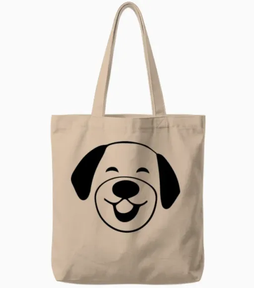 Smiling Dog Lovers Tote Bags in Natural