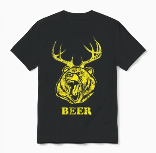 Bear-Deer - Wildlife Unisex T-Shirt in Black