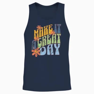 Retro Make It a Great Day Unisex Tank Top - Navy