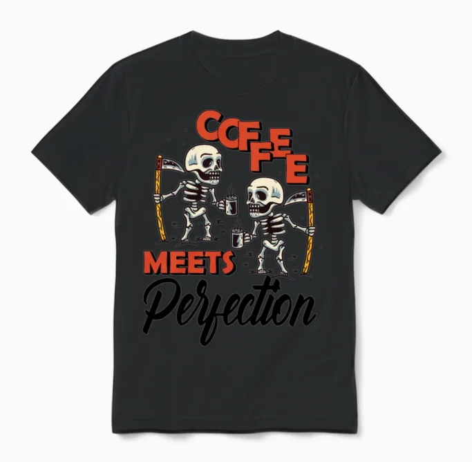 Coffee Meets Perfection Unisex T-Shirt in Black