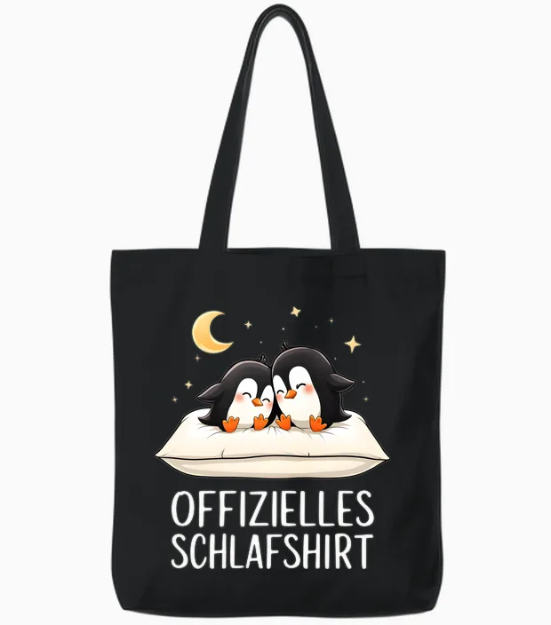Official Penguin Penguin Long Sleeve Sleep Shirt, Black Tote Bags in Black