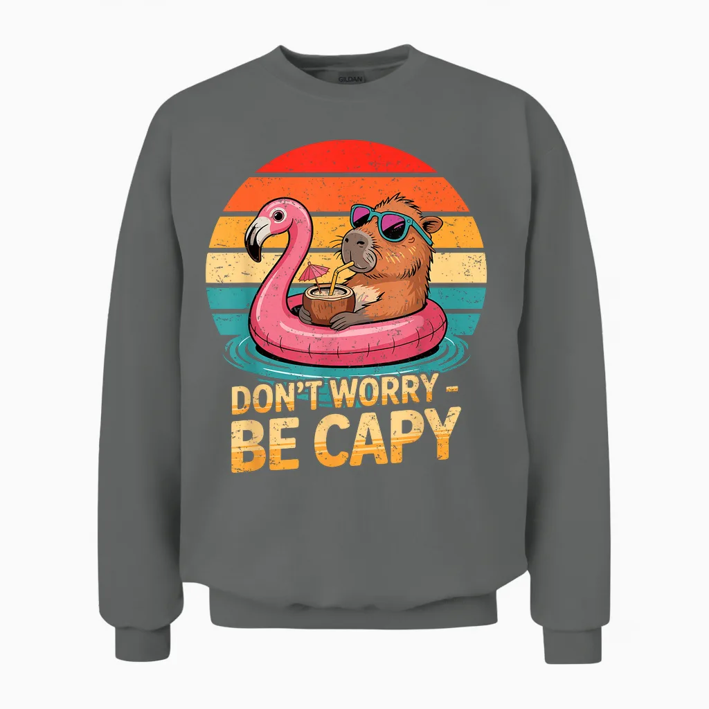 Dont Worry Be Capy Sleep Shirt Costume Pyjamas Capybara Unisex Sweatshirt in Graphite Heather