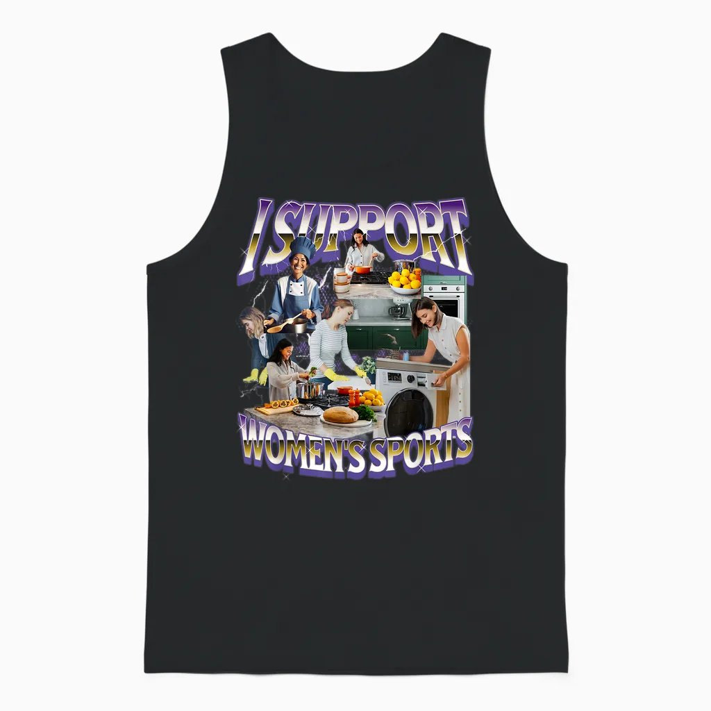 I Support Women's Sports Unwearable Bootleg Unisex Tank Top in Black