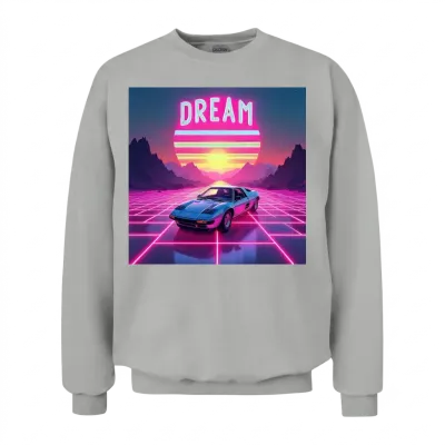 The Retro Futuristic Sunset Unisex Sweatshirt - Ash