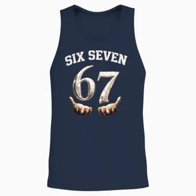 Six Seven 67 Meme Lustiges Zahlen Design Für Kinder Teenager Unisex Tank Top - Navy