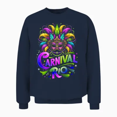Carnival Costume Rio Brazil Souvenir Mardi Gras Festival T-Shirt, Black, S Unisex Sweatshirt - Navy