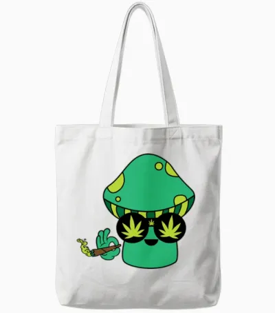 Funny Weed Mushroom Tote Bags - White