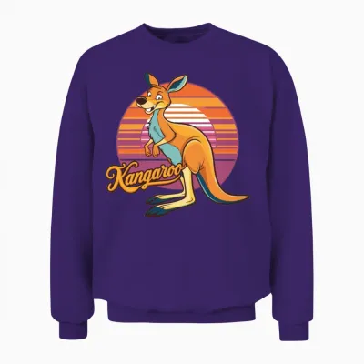 Funny Kangaroo Retro Vintage Unisex Sweatshirt - Purple