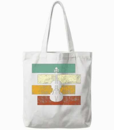 Violin Retro Tote Bags - White
