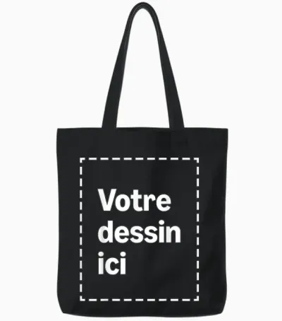 T-Shirt Customise with Your Image Face Front Tote Bags - Black
