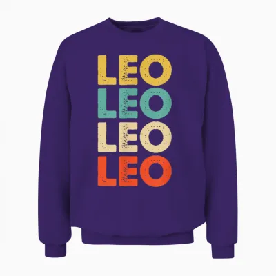 Leo Vorname T-Shirts & Geschenke - Leo T-Shirt - Unisex - Schwarz - Klein - Crew-Ausschnitt - Klassisch - Personalisiertes Leo Name Unisex Sweatshirt - Purple