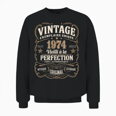 51 Years Man 1974 Birthday T Shirt 51 Years Man 1974 T-Shirt, Black, S Unisex Sweatshirt - Black