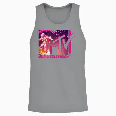 Mademark X Mtv - Official Mtv Logo - Surfing Astronaut in Space Unisex Tank Top - Sport Grey