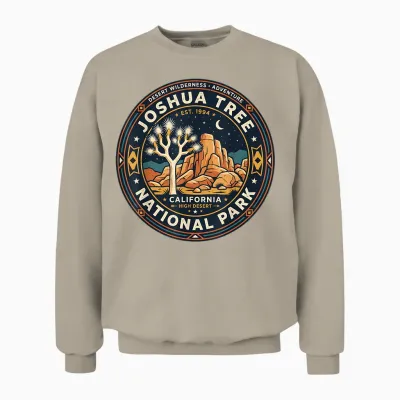 Badge Vintage Joshua Tree National Park California Unisex Sweatshirt - Sand