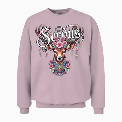 Trachtenshirt Damen Trachten T-Shirt Bayrisch Dirndl Servus Unisex Sweatshirt - Light Pink