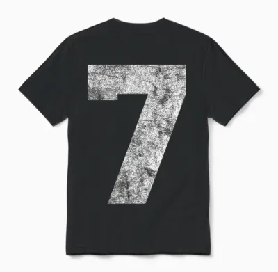Vintage Lucky Number 7 Birthday Sports Player Team Athlete Unisex T-Shirt - Black