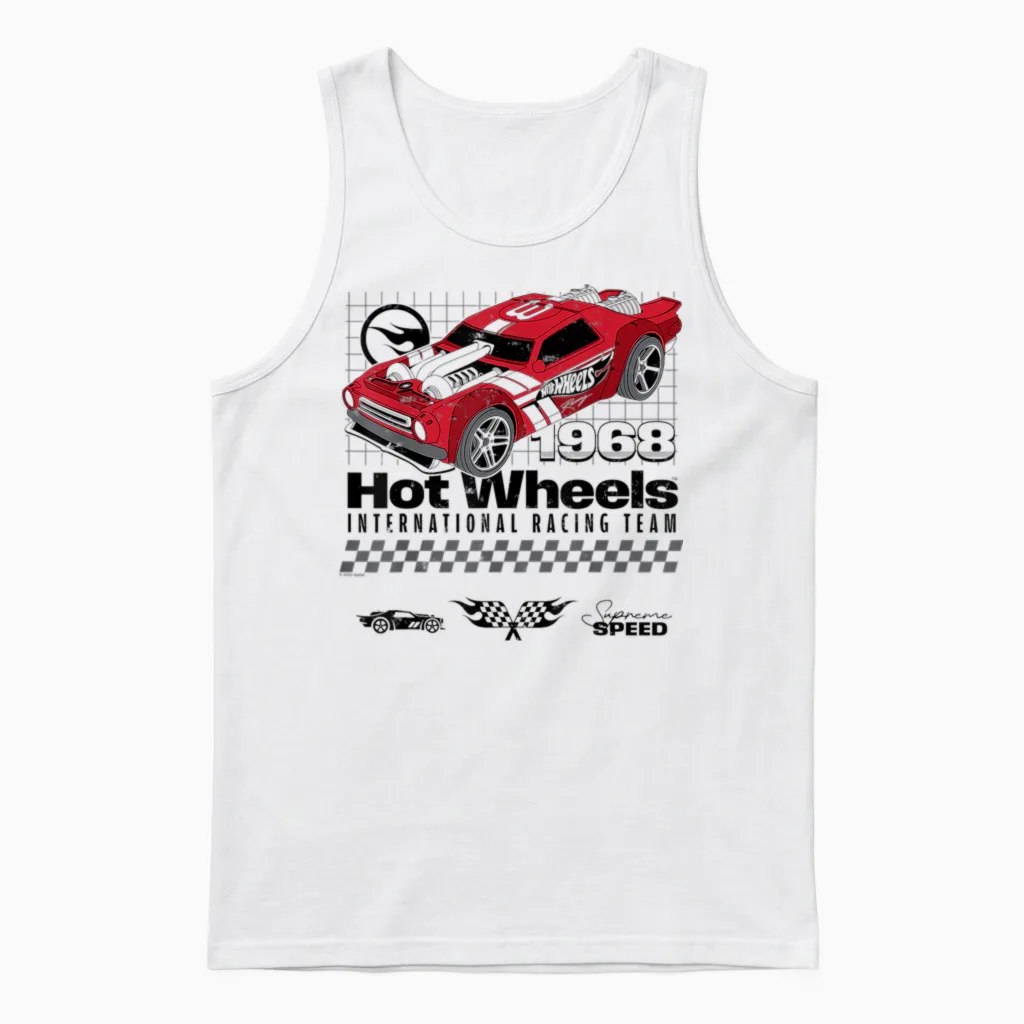 Hot Wheels β International Racing Team Supreme Speed 1968 Unisex Tank Top in White