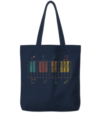 Classic Retro Piano Tote Bags - Navy