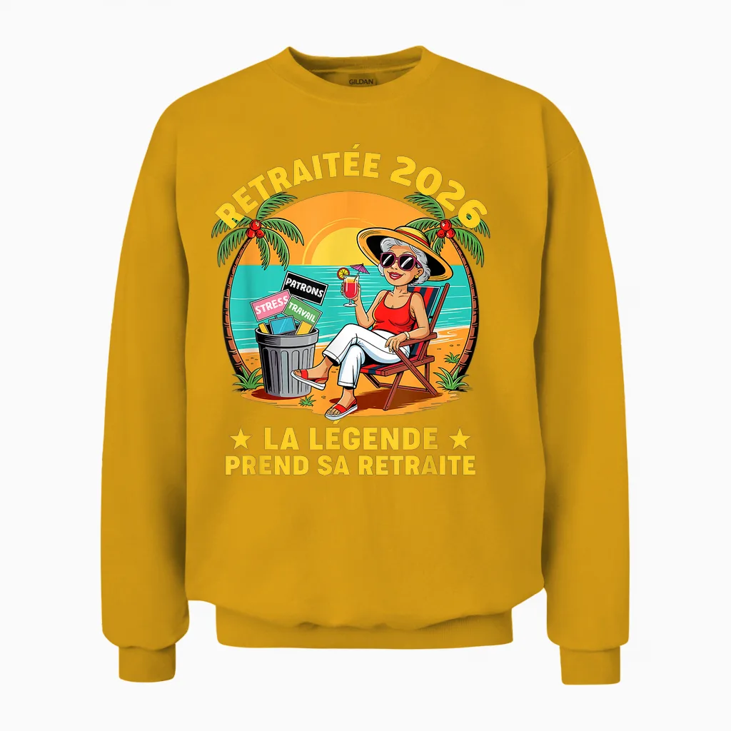 Retirement Retired Woman Leaving Collegue Work Humor Unisex Sweatshirt in Gold
