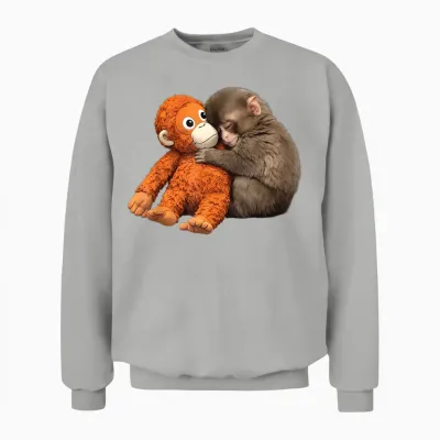 Cute Baby Monkey Punch Unisex Sweatshirt - Ash