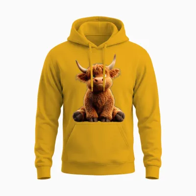 Kuh Highland Cow Hochlandrind Bauer Rind Bauernhof Süße Kühe Unisex Hoodie - Gold