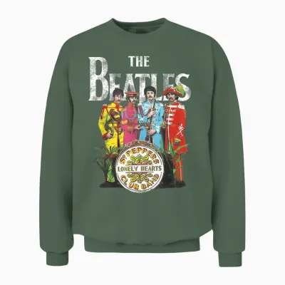 The Beatles Music Band Sgt Pepper by Rock Off Unisex Sweatshirt - Military Green